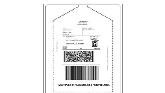 Chicago Tag and Label auto applied enclosed packing list