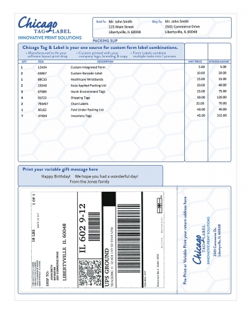 Chicago Tag and Label integrated form label