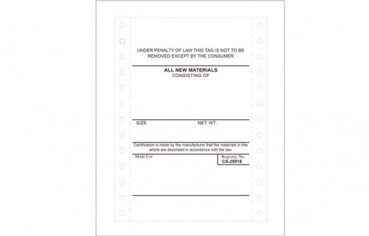 Chicago Tag and Label manufacturing forms