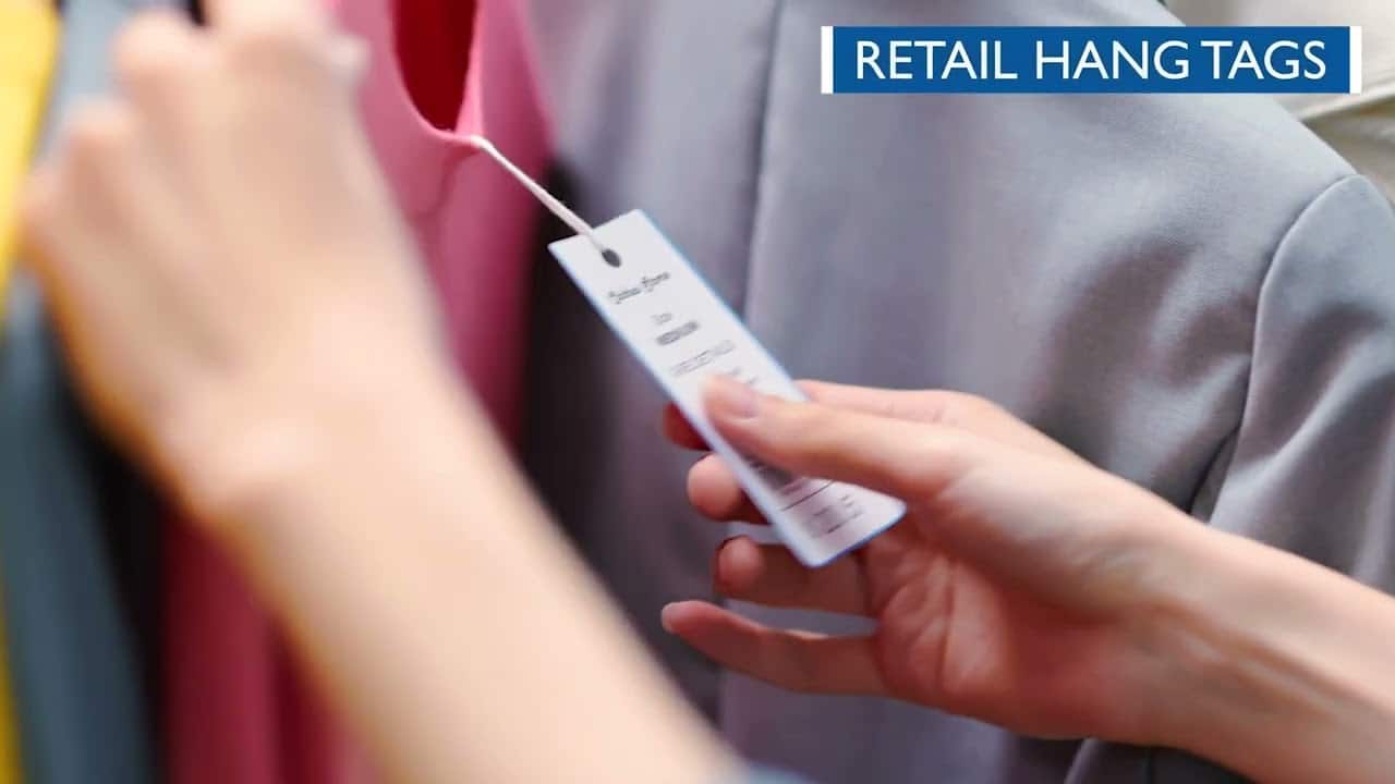 Retail hang tags on clothing